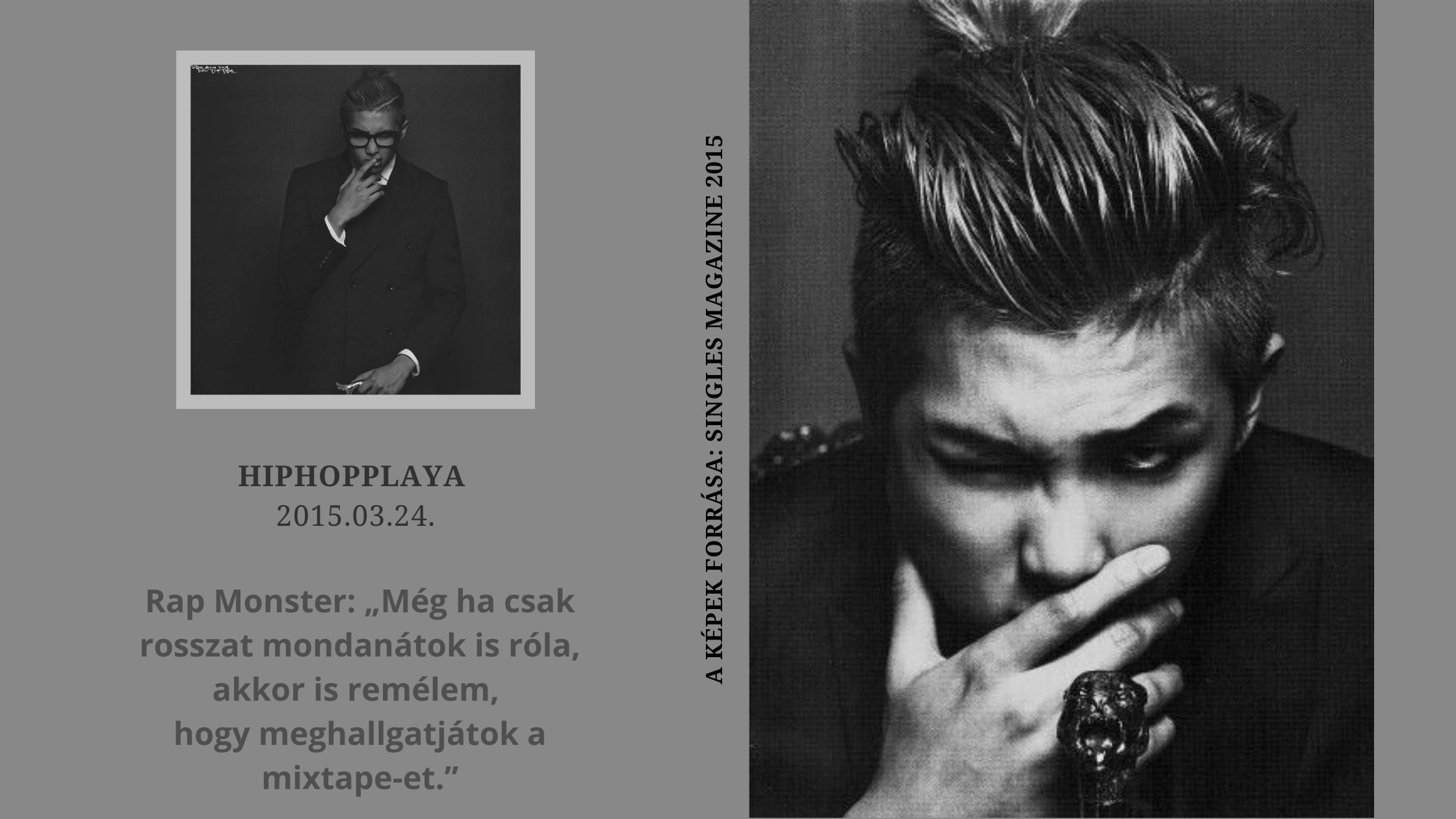 Hiphopplaya | Rap Monster: „Még ha csak rosszat mondanátok is róla, akkor is remélem, hogy meghallgatjátok a mixtape-et.”